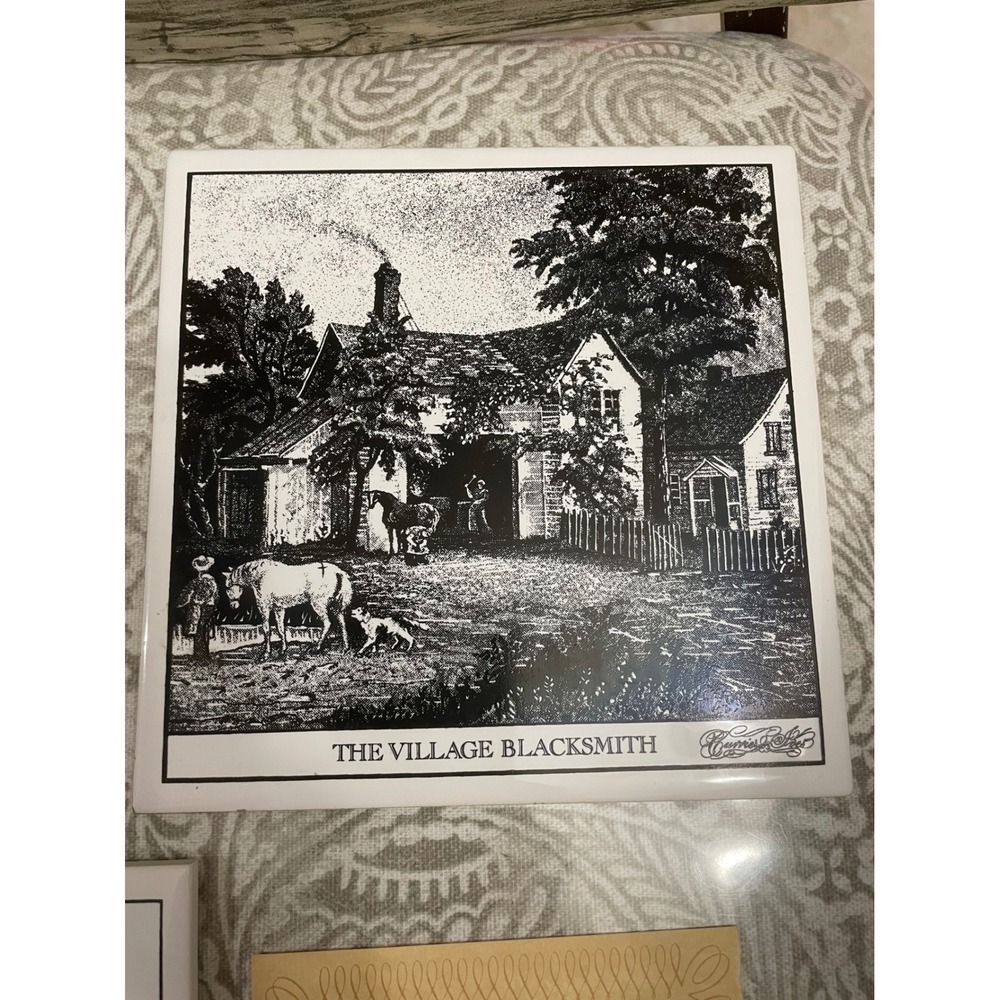 Vintage Currier Ives hot plates wall hanging American Winter Scene Village - Picture 3 of 6